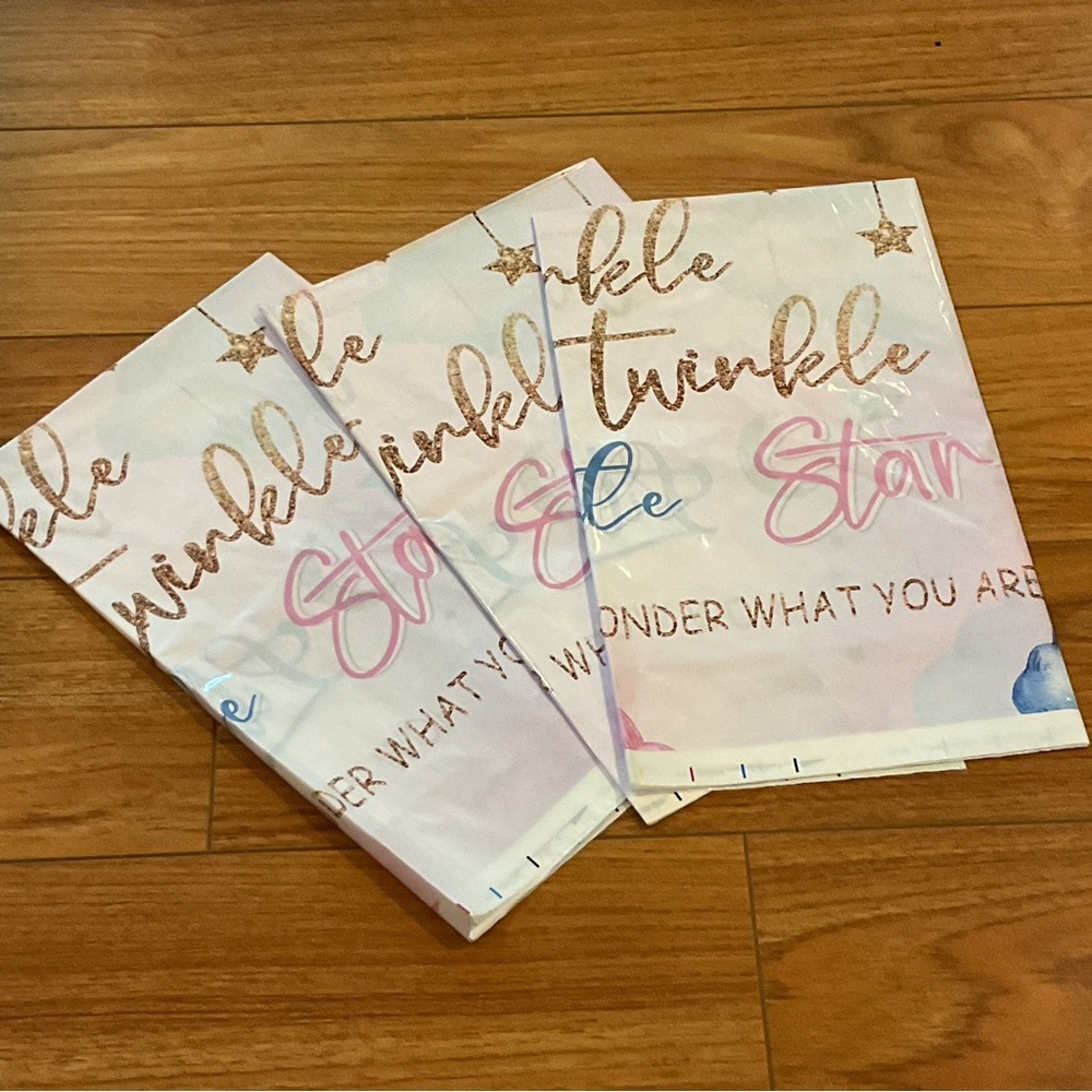 3 PC Twinkle Twinkle little Star Gender Reveal Party tablecloth
